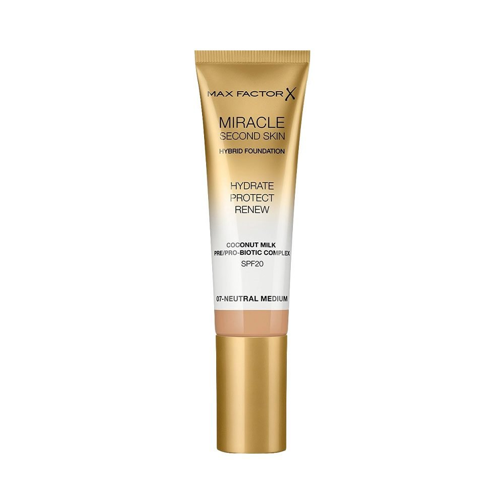 BASE MAX FACTOR MIRACLE TOUCH SECOND SKIN SPF20 07 NEUTRAL MEDIUM 30 ML